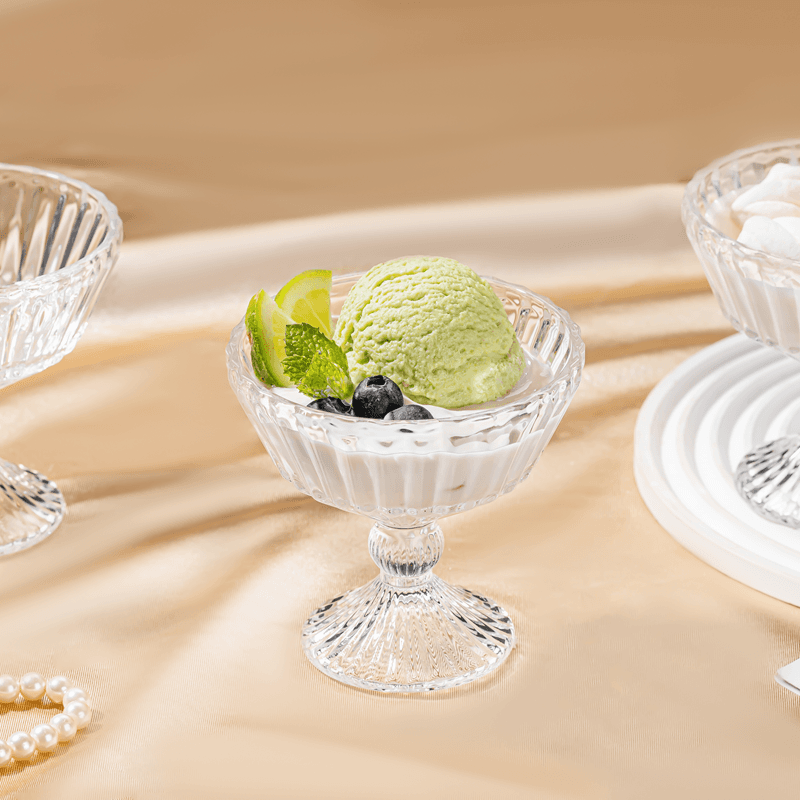 New Elegant Striped Ice Cream Glass Cups Cocktail Glass Cups