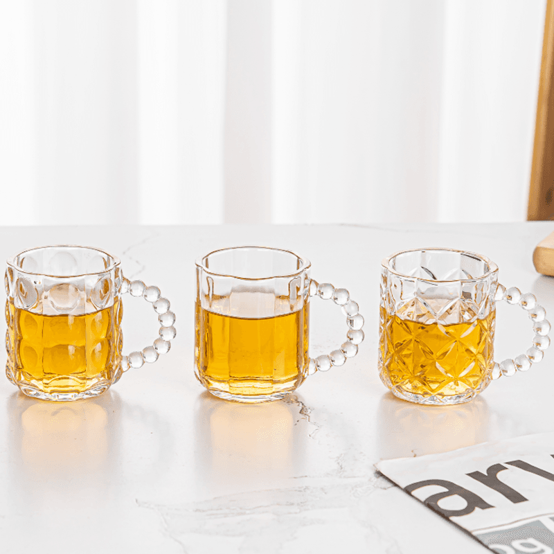 New Bead-dot and Striped Glass Mug for Tea/Coffee 165ml