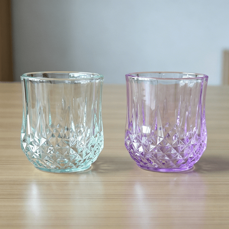 Customized colored diamond glass tumblers for drinking