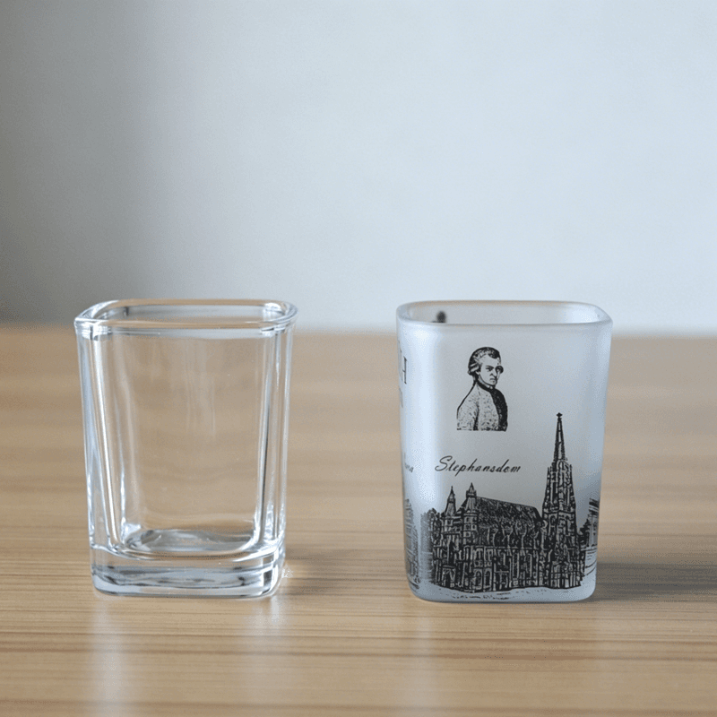 Popular Design 2oz Square Shot Glasses with Customized Logo Processing