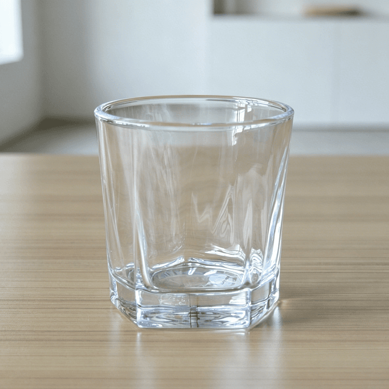 Machine Pressed Cheap Pentagon Base Glass Tumblers 220ml Volume