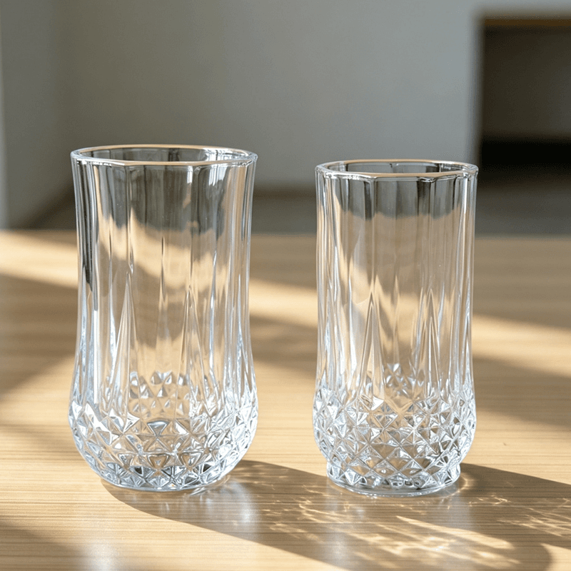 Exquisite Diamond Style Long Drink Glass Cups 250ml and 330ml