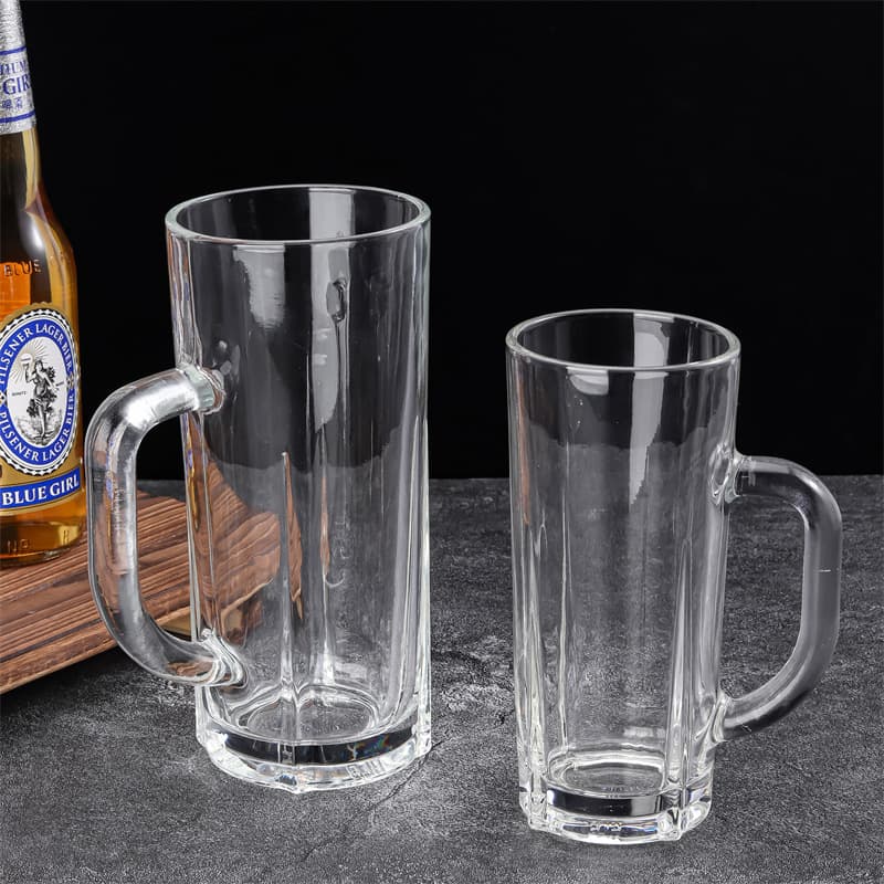 Striped Straight Beer Glass Mugs 360ml and 630ml Volumes