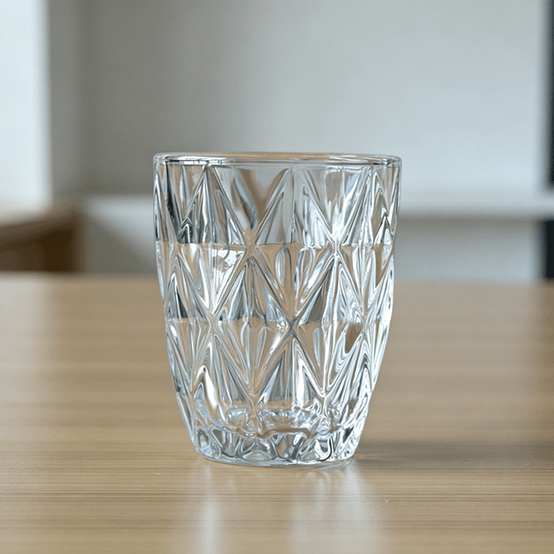 Machine Pressed Diamond Drinking Glass Tumblers with 270ml Volume