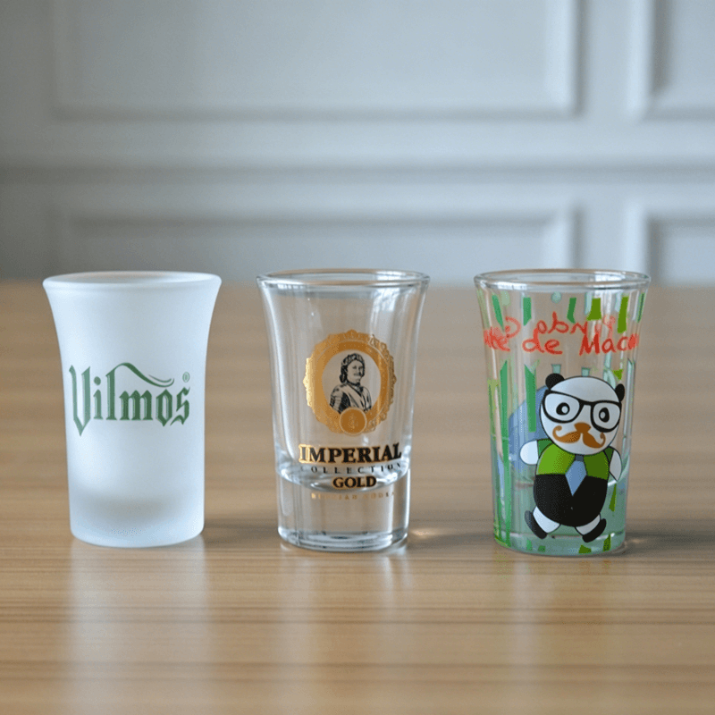 Frosted and Printed Shot Glasses 45ml Capacity