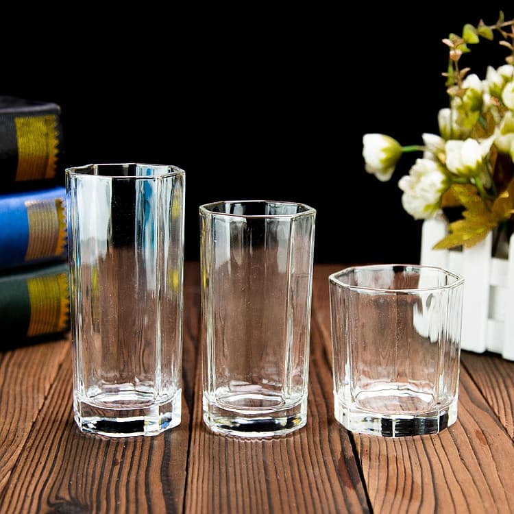 Machine Made Octogon Glass Cups with 160ml/200ml/240ml Capactities